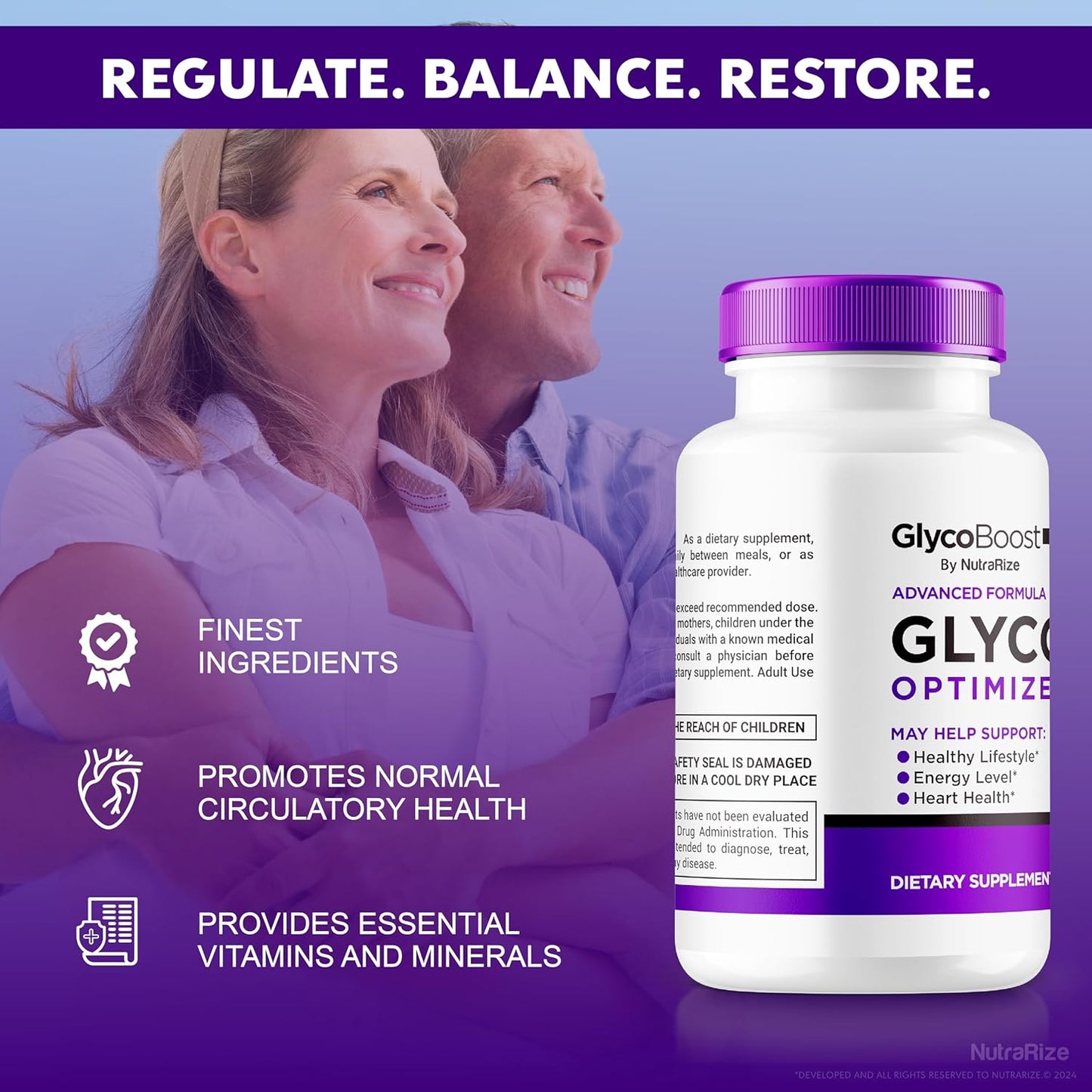 3 Pack NutraRize GlycoBoost Capsules - Natural Blood Support Formula for Healthy Levels, Blood Vessel Cleaner & Optimizer - 180 Capsules