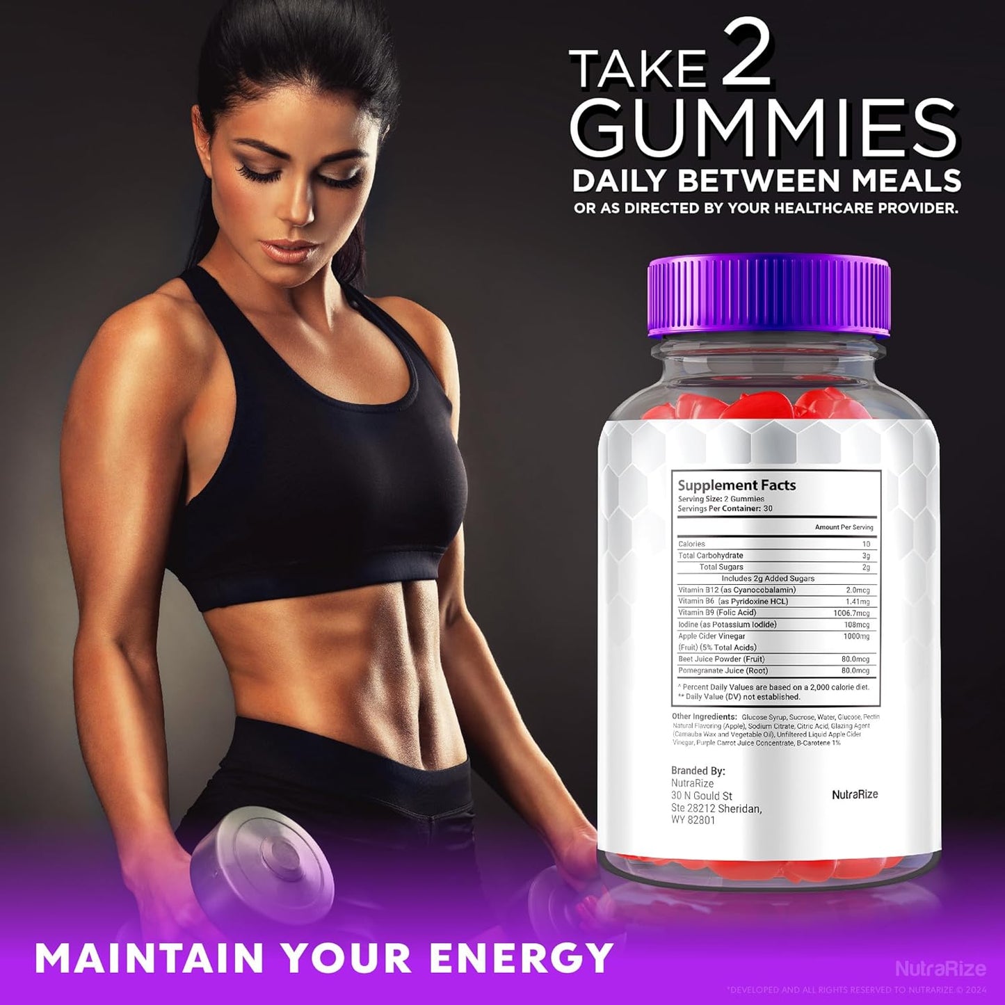 3 Pack NutraRize Turbo Ripped Keto ACV Gummies - Official Weight Loss Gummies with Apple Cider Vinegar 1000MG - Premium All Natural Formula - 180 Gummies
