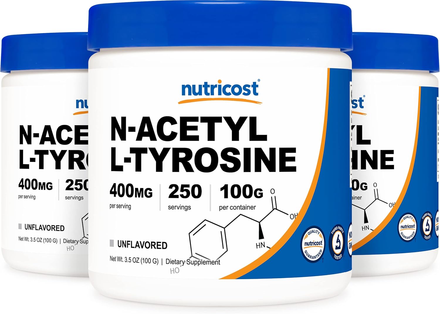3-Pack Nutricost Pure N-Acetyl L-Tyrosine (NALT) Powder - 300 Grams