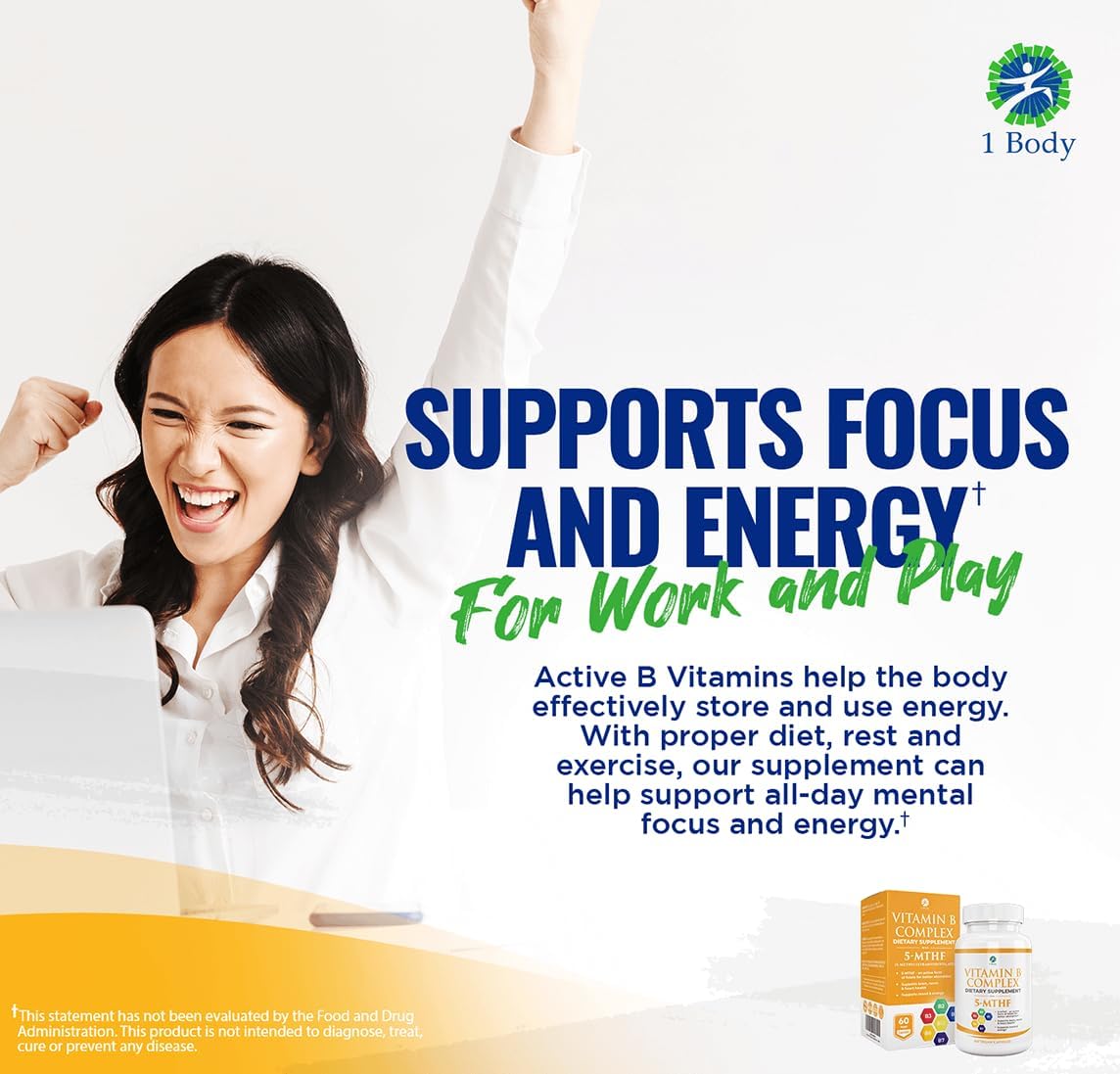 3 Pack of Body Vitamin B Complex with 5-MTHF Folate, B1, B2, B5, B6, Methyl B12, Niacin, Biotin - Essential B Vitamins - BoostGo Australia