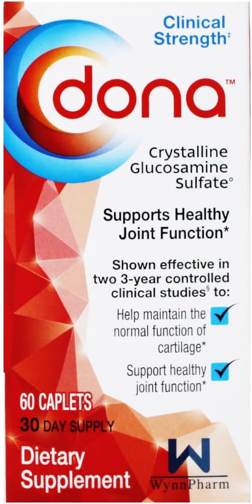 3 Pack of DONA Crystalline Glucosamine Sulfate Caplets for Joint Health - 180 Capsules Total