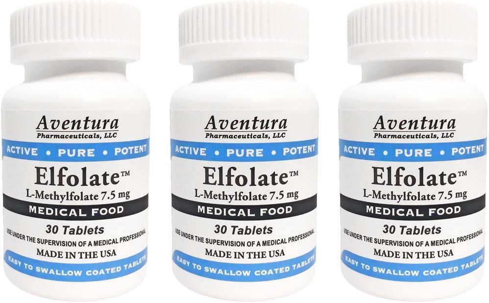 3 Pack of ELFOLATE® 7.5mg L-Methylfolate Tablets - Professional Strength Methyl Folate Supplement