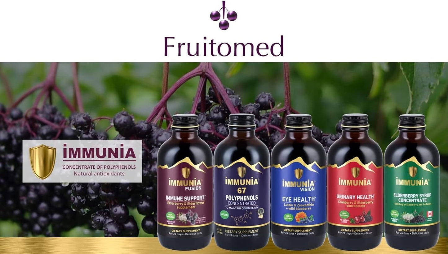 3-Pack of Immunia Elderberry Syrup with Elderflower, Thyme, Peppermint - Immune System Support, No Added Sugar, 24-Day Supply/Bottle