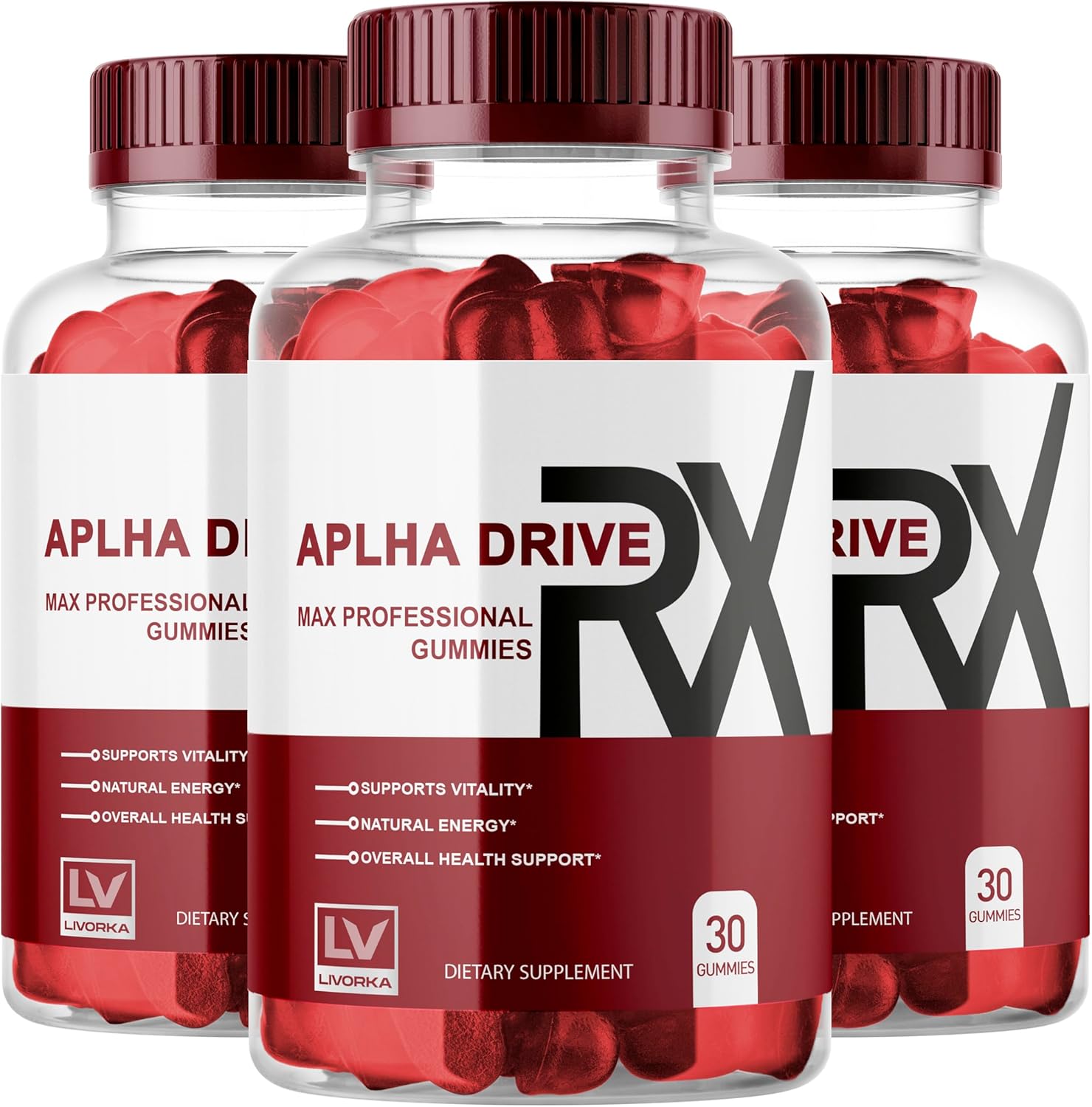 3 Pack of LIVORKA Alpha DriveRX Gummies - 90 Gummies for 3 Months, Advanced Formula