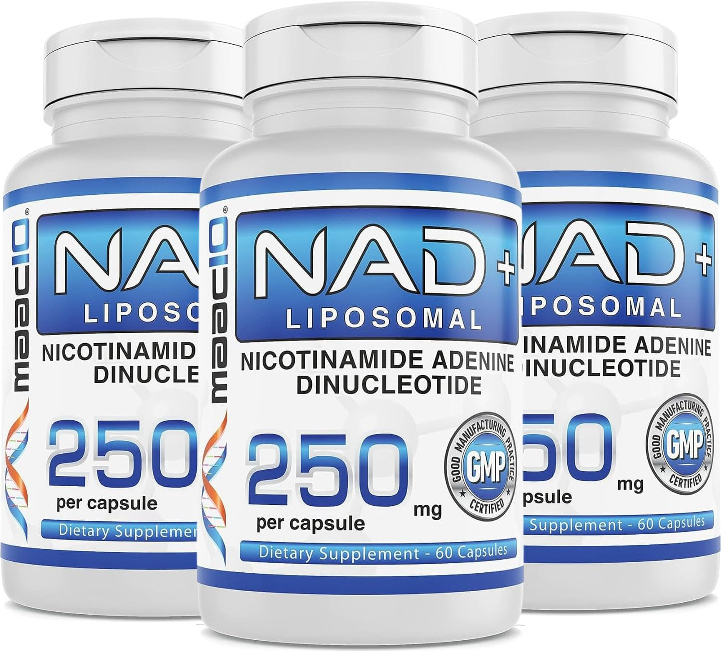 3 Pack of MAAC10 Liposomal NAD+ Capsules for Increased Energy and Fatigue Support - 180 Capsules x 250mg, Non-GMO, Gluten Free, Vegan