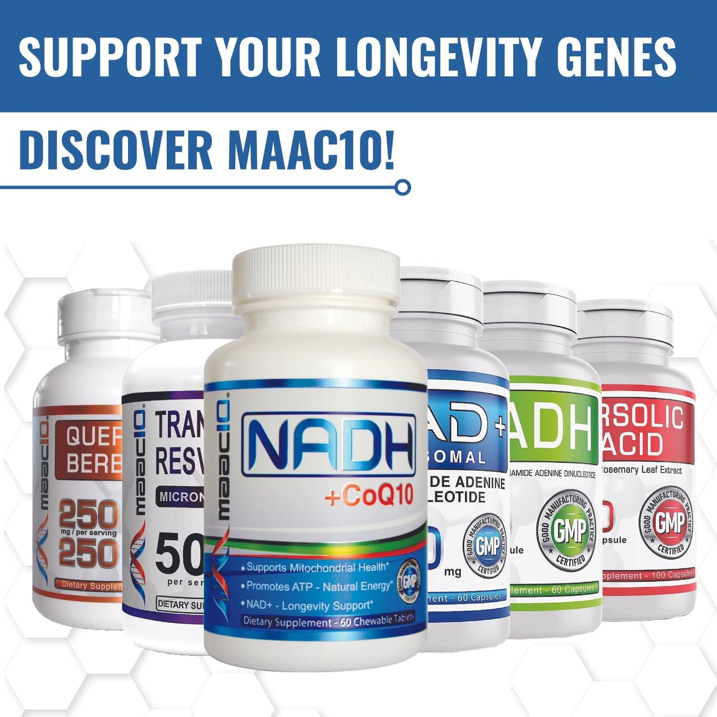 3 Pack of MAAC10 Liposomal NAD+ Capsules for Increased Energy and Fatigue Support - 180 Capsules x 250mg, Non-GMO, Gluten Free, Vegan
