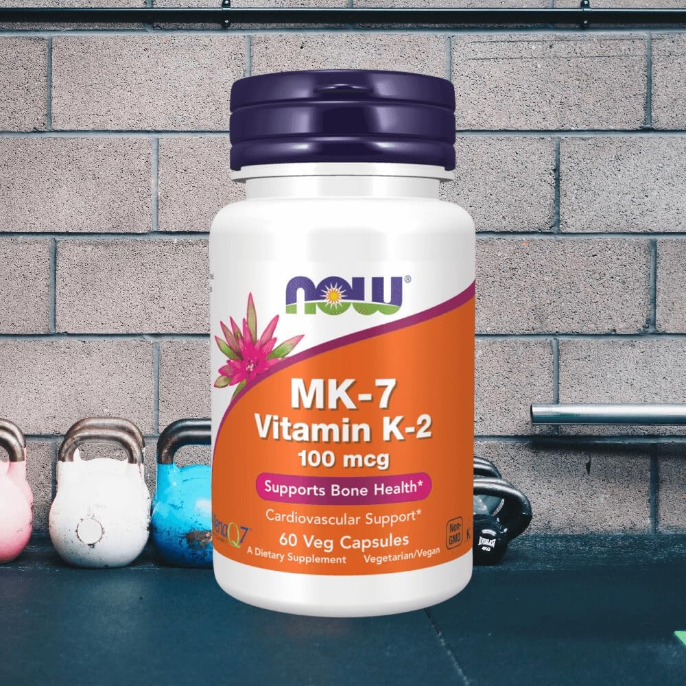 3 Pack of NOW Foods MK-7 Vitamin K-2 100 mcg Veg Capsules - 60 Count