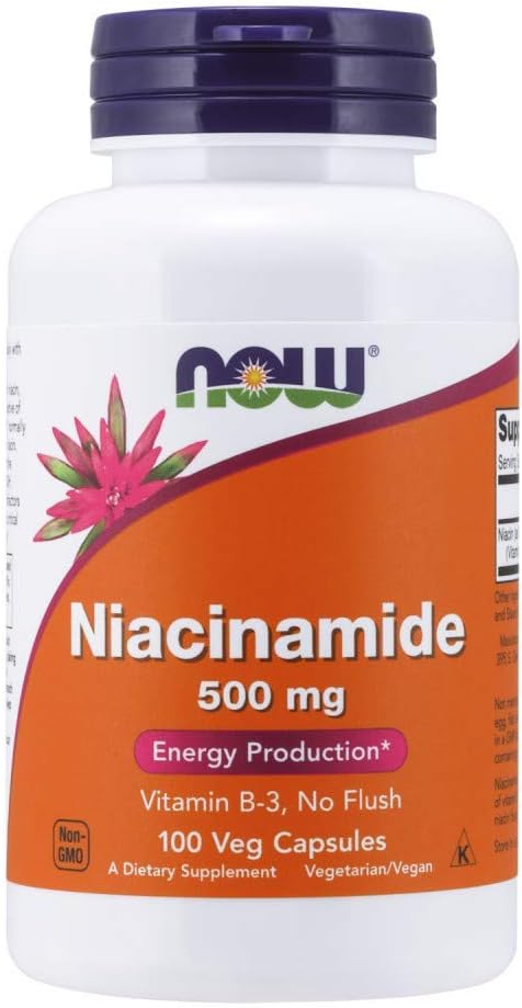 3 Pack of NOW Foods Niacinamide 500mg Vitamin B-3 Capsules - 100 Count