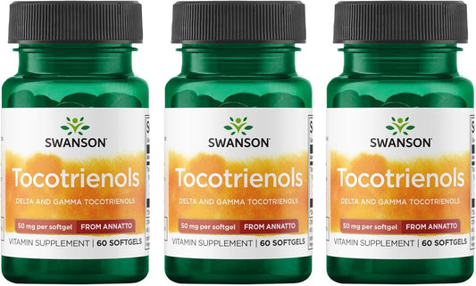 3 Pack of Swanson Deltagold Tocotrienols Softgels, 50mg Each - Annatto Tocotrienols with 99% Tocopherol-Free Vitamin E