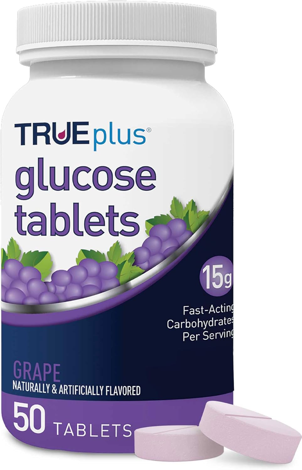 3 Pack of TRUEplus® Grape Flavor Glucose Tablets - 50ct Bottle