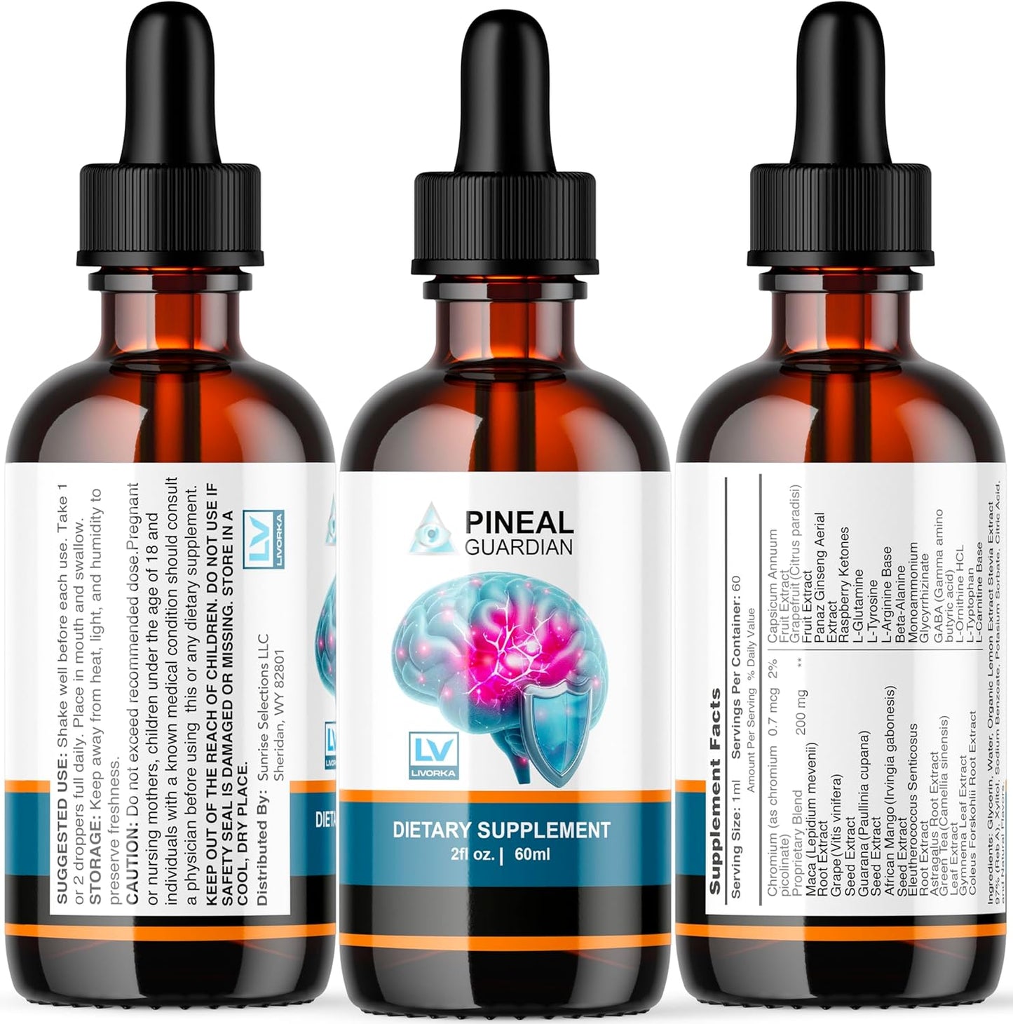 3-Pack Pineal Guardian Liquid Drops - Advanced Formula for Memory Support - 90 Day Supply