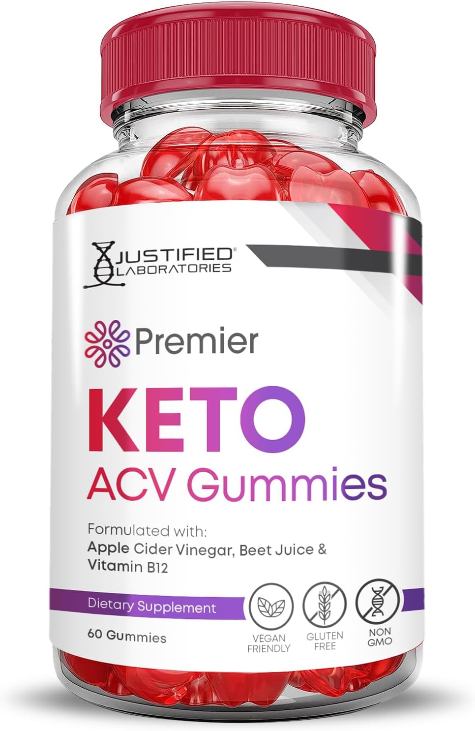 3 Pack Premier Keto ACV Gummies with Pomegranate Beet Juice Powder - 1000MG Apple Cider Vinegar - B12 - Vegan - Non GMO - 180 Count