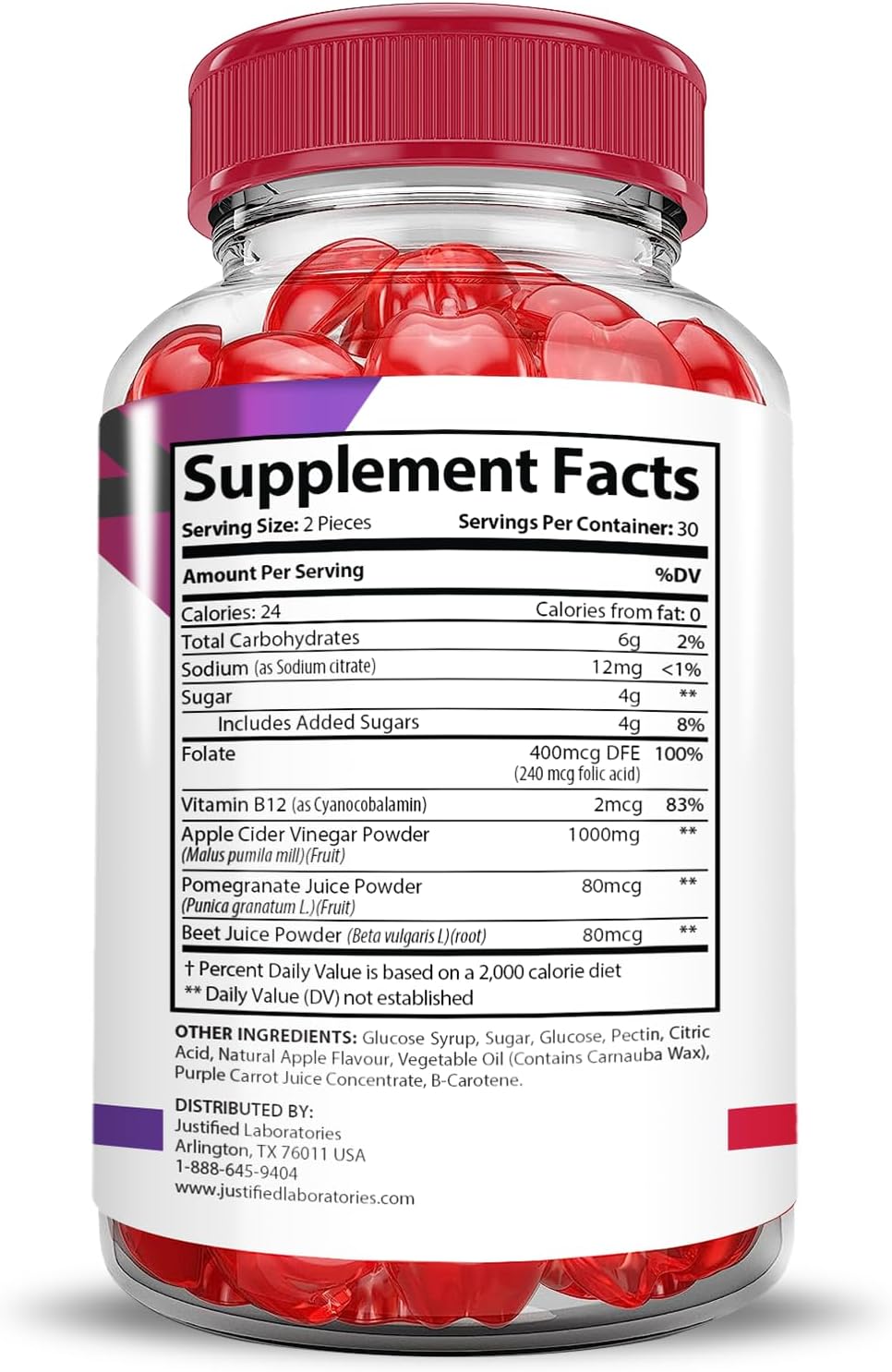 3 Pack Premier Keto ACV Gummies with Pomegranate Beet Juice Powder - 1000MG Apple Cider Vinegar - B12 - Vegan - Non GMO - 180 Count