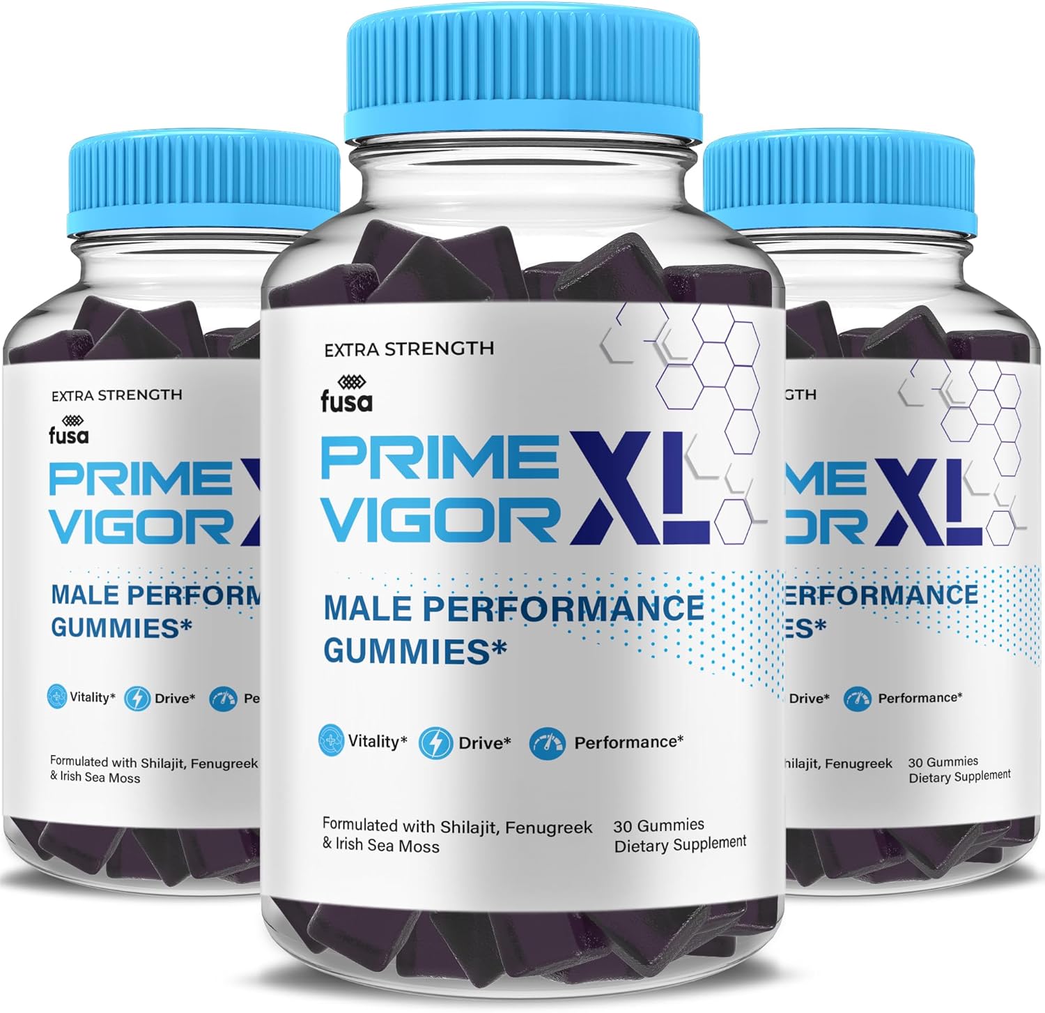 3 Pack Prime Vigor XL Gummies Supplement for Men - Maximum Strength Advanced Shilajit Irish Sea Moss Fenugreek - Energy & Vitality Support - 3 Month Supply