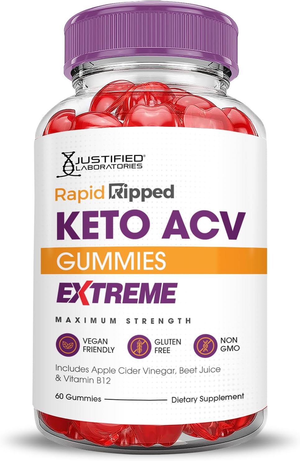 3 Pack Rapid Ripped Keto ACV Gummies - 2000MG Extreme Strength with Apple Cider Vinegar, Pomegranate & B12 - Vegan & Non-GMO - 180 Gummies