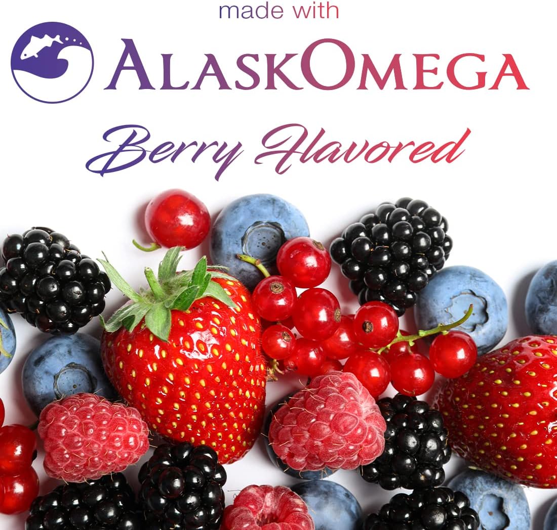 3 Pack SmarterVitamins Omega 3 Fish Oil, Berry Flavor, Burpless, Tasteless, 2000mg, DHA EPA Triple Strength Brain Support - AlaskOmega®