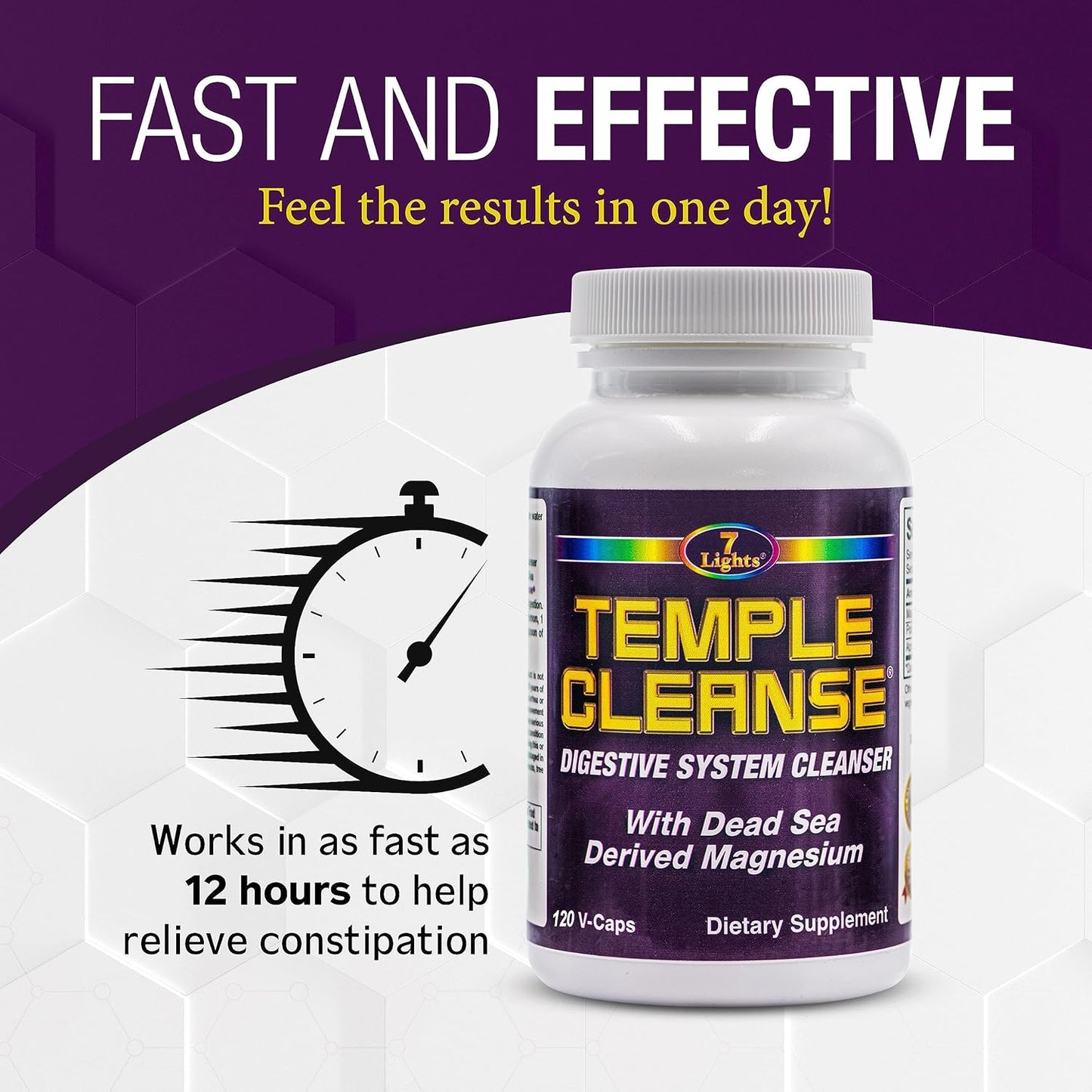 3-Pack Special: 7 Lights Temple Cleanse - Magnesium & Oxygen Colon Cleanse Detox, Gentle Relief from Constipation, Body Detox for Women & Men