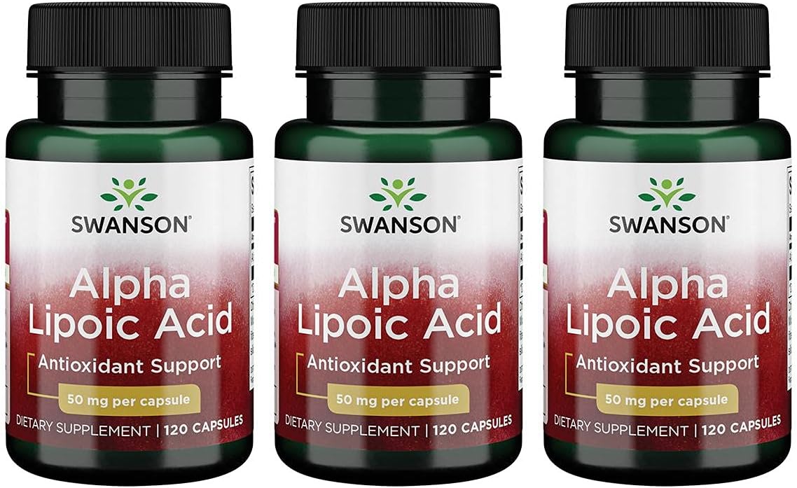 3 Pack Swanson Alpha Lipoic Acid 50mg 120 Capsules - Antioxidant Supplement for Overall Health and Wellness