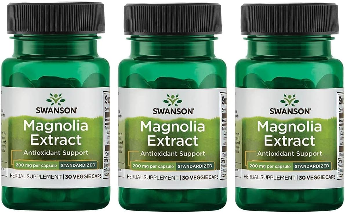 3 Pack Swanson Magnolia Bark Herbal Supplement for Nervous System, Digestive, Respiratory Health & Stress Support