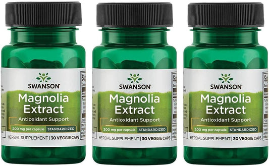 3 Pack Swanson Magnolia Bark Herbal Supplement for Nervous System, Digestive, Respiratory Health & Stress Support