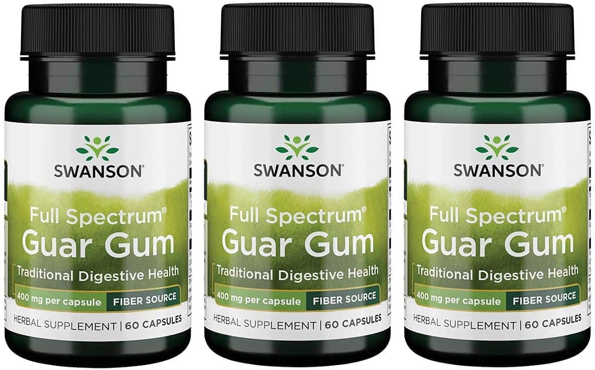 3 Pack Swanson Premium Full Spectrum Guar Gum Capsules 400 mg - 60 Count