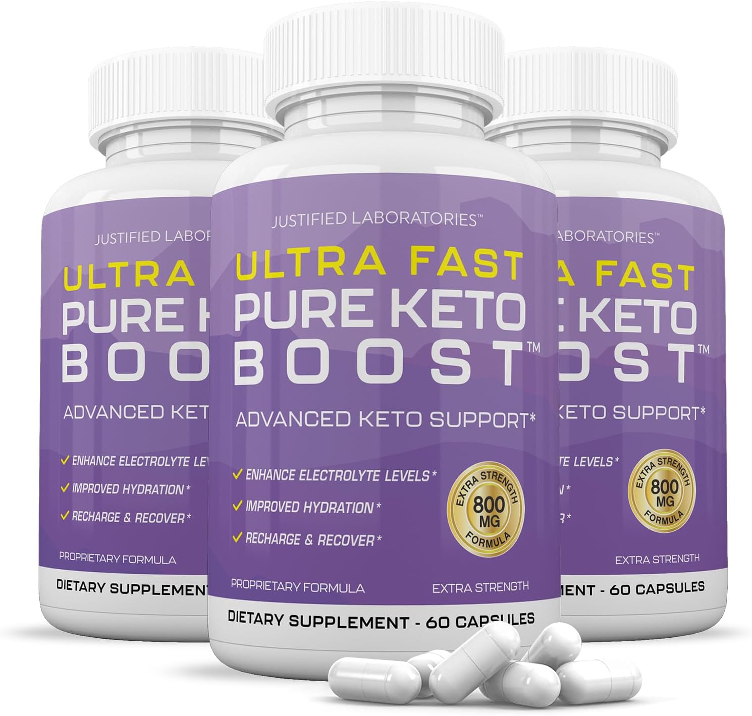 3 Pack Ultra Fast Pure Keto Boost Pills 1275MG with Apple Cider Vinegar & Green Tea - New Formula - 180 Capsules