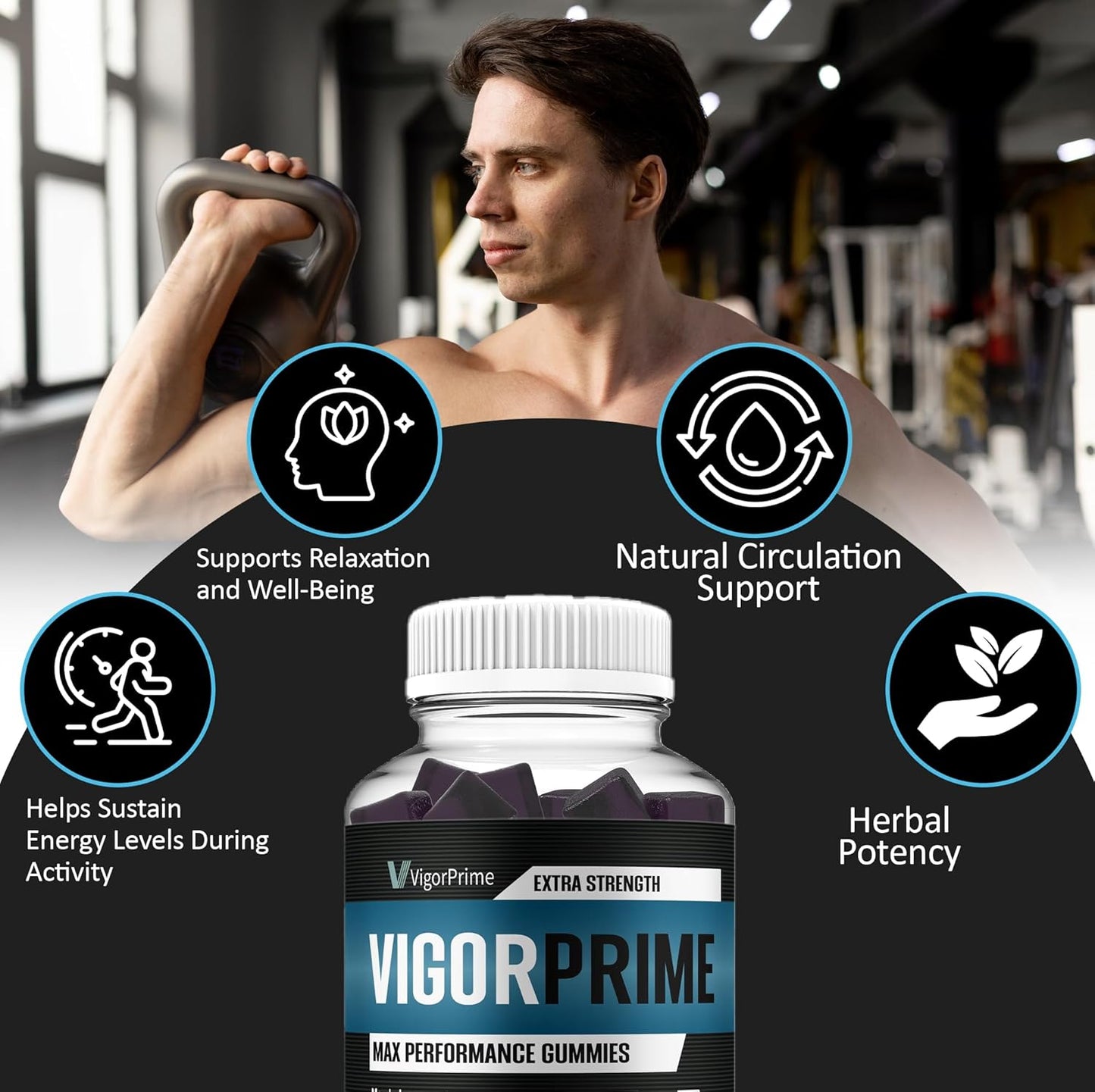 3 Pack Vigor Prime XL Performance Gummies - Maximum Strength Shilajit Sea Moss Fenugreek Supplement for Energy & Vitality (3 Month Supply)