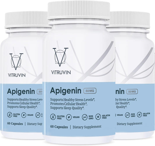 3 Pack Vitruvin Apigenin 50mg Supplements - Vegan, Non-GMO, Gluten-Free