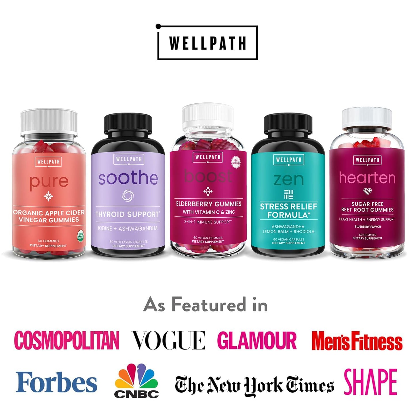 3-Pack WellPath Organic Apple Cider Vinegar Gummies with Ginger for Gut Health - 180 Ct Vegan Non-GMO Gummy Bears