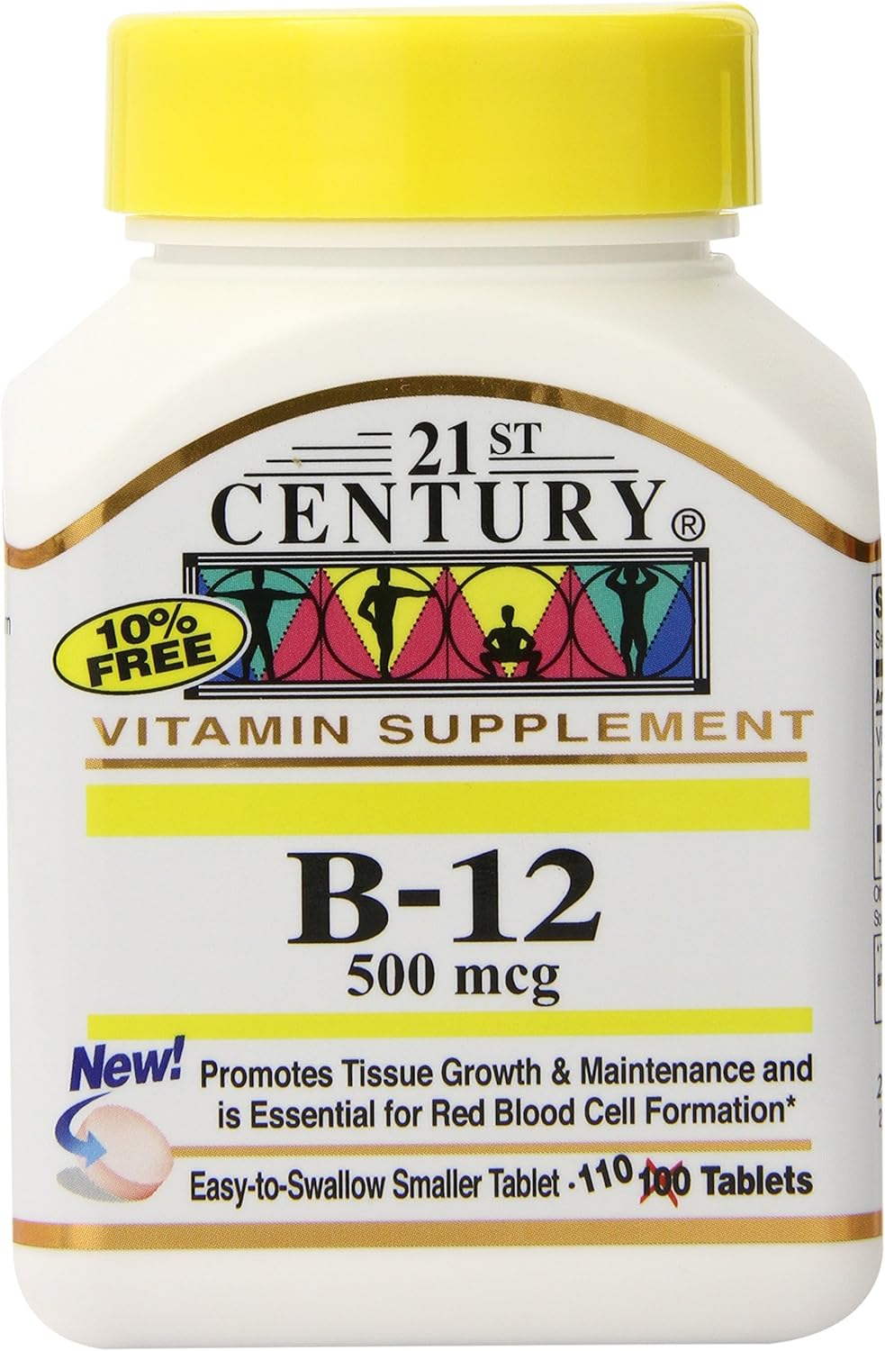 3 Packs of 21st Century B-12 500 mcg Tablets, 110 Tablets each
