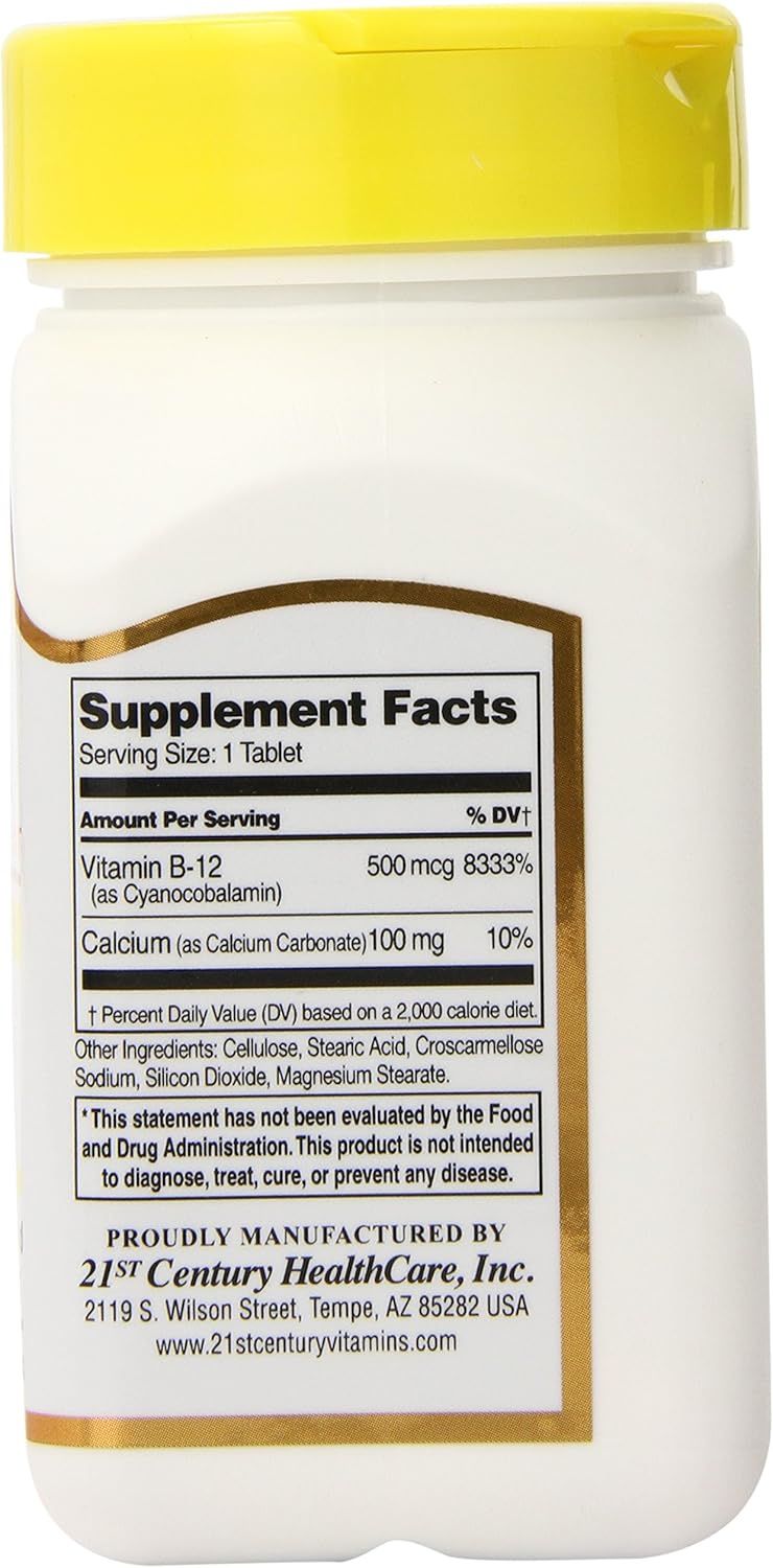 3 Packs of 21st Century B-12 500 mcg Tablets, 110 Tablets each