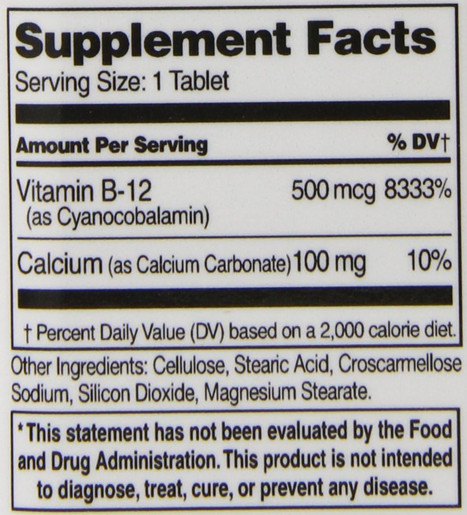 3 Packs of 21st Century B-12 500 mcg Tablets, 110 Tablets each
