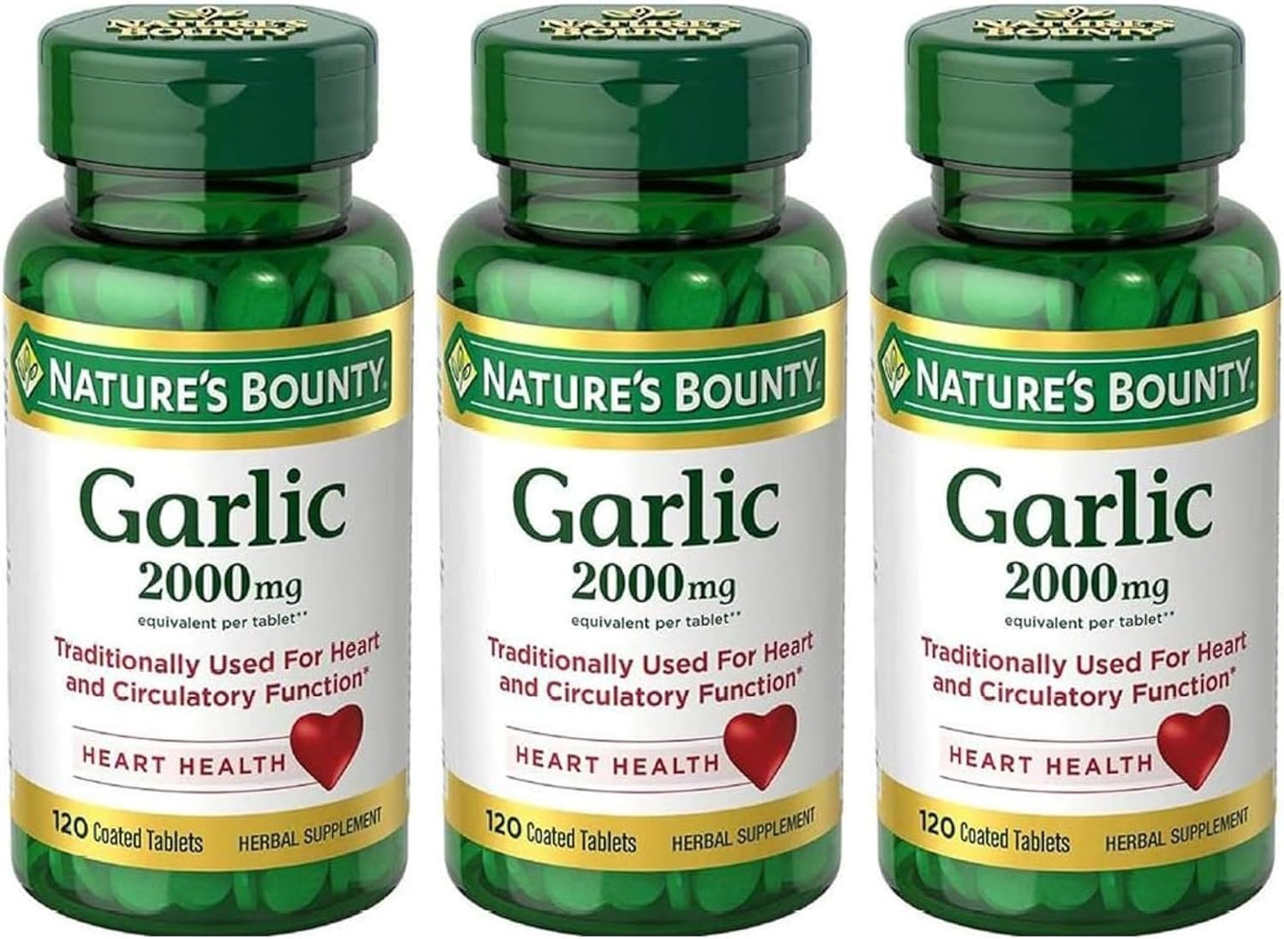 3 Packs of Nature's Bounty Garlic 2000mg Tablets - 120 Count Each