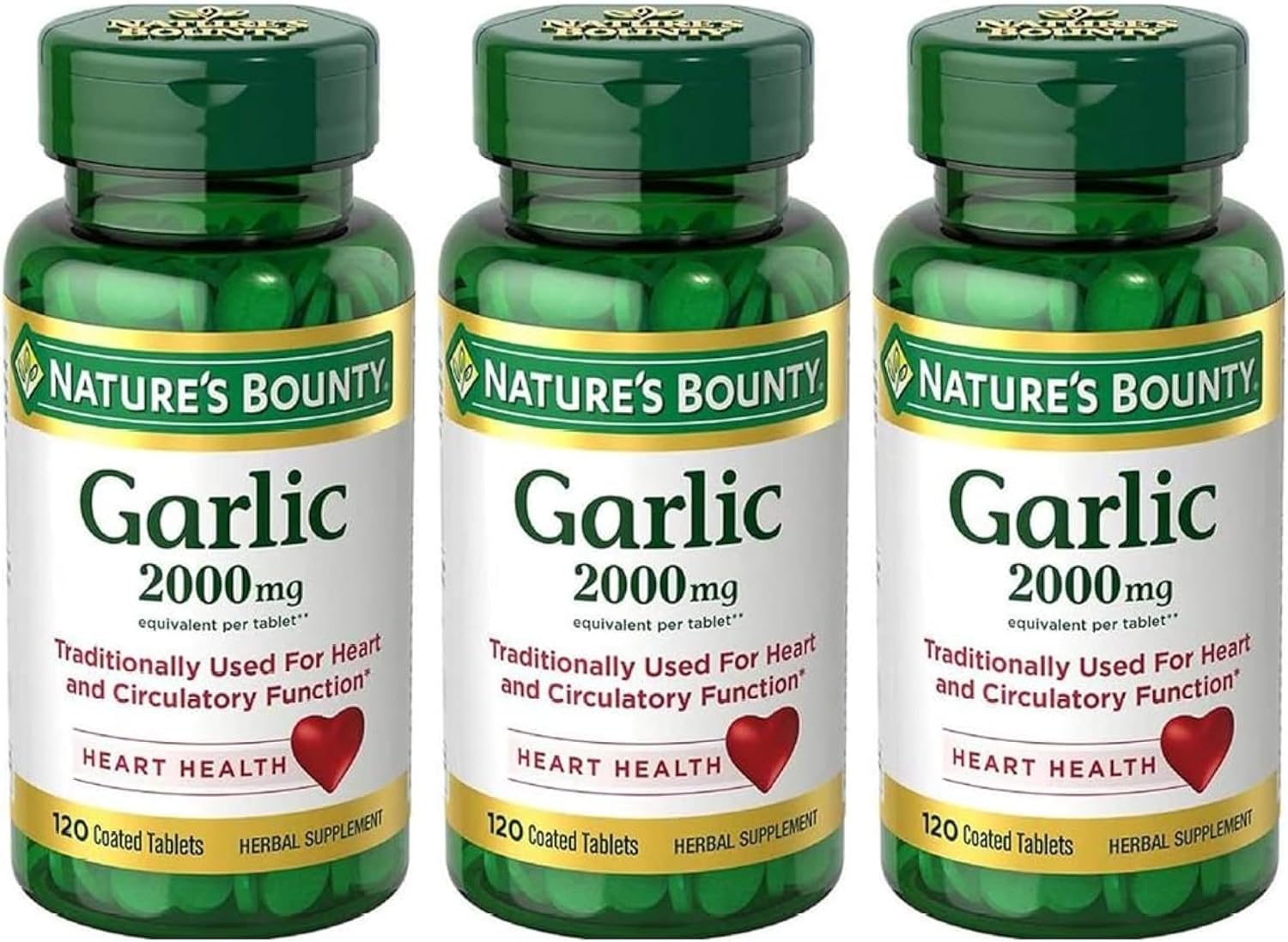 3 Packs of Nature's Bounty Garlic 2000mg Tablets - 120 Count Each