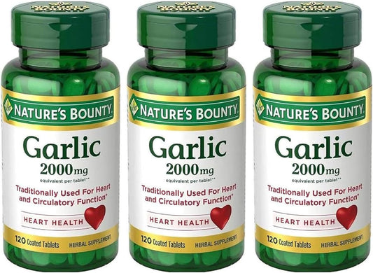 3 Packs of Nature's Bounty Garlic 2000mg Tablets - 120 Count Each