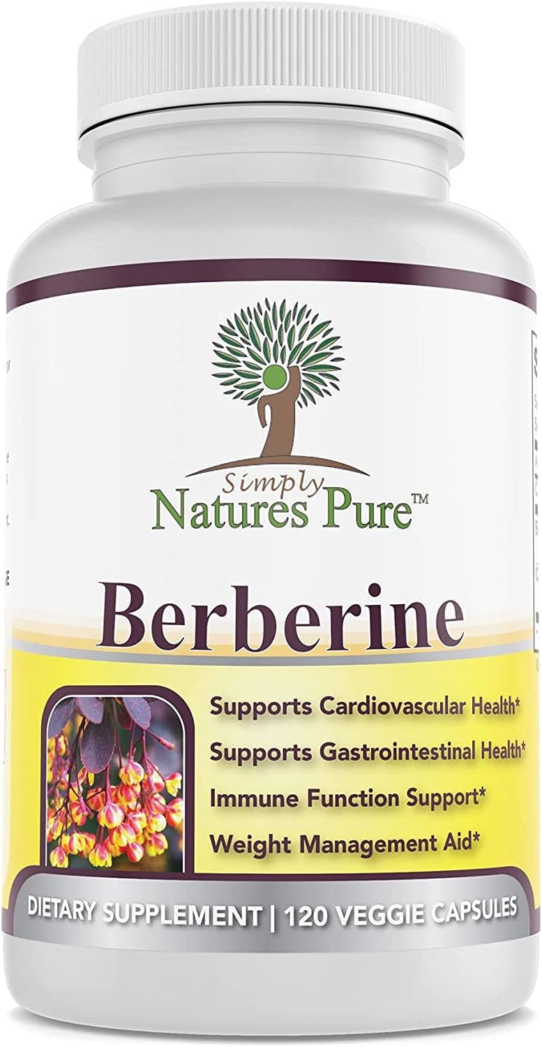 3 Packs of Simply Natures Berberine HCl 500mg - 120 Capsules for Cardiovascular, Gastrointestinal, and Immune Support with Chromium and Cinnamon