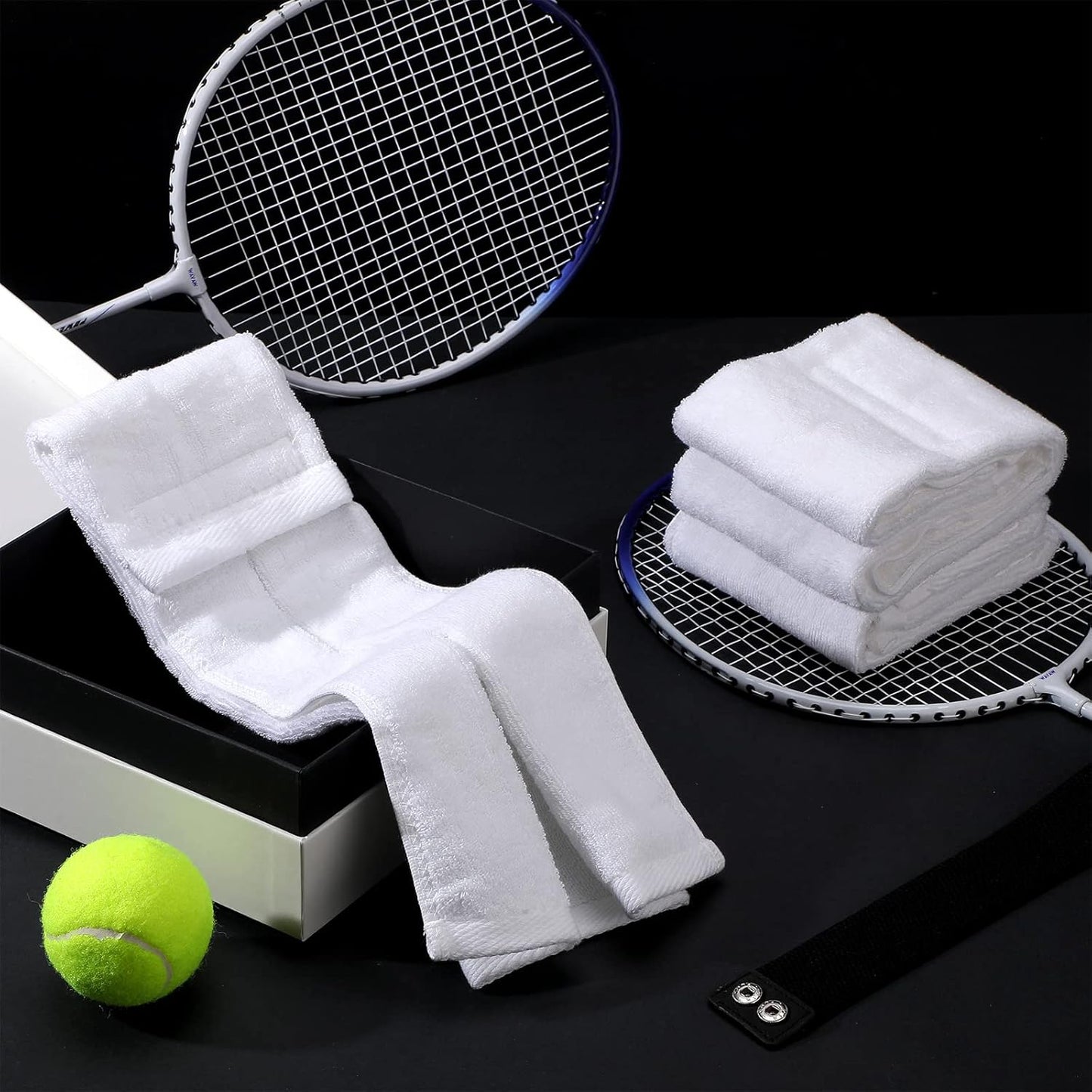 3-Piece Cotton Football Field Towel Set with Hook and Loop Fastener - Ideal for Football, Golf, Gym - White Color