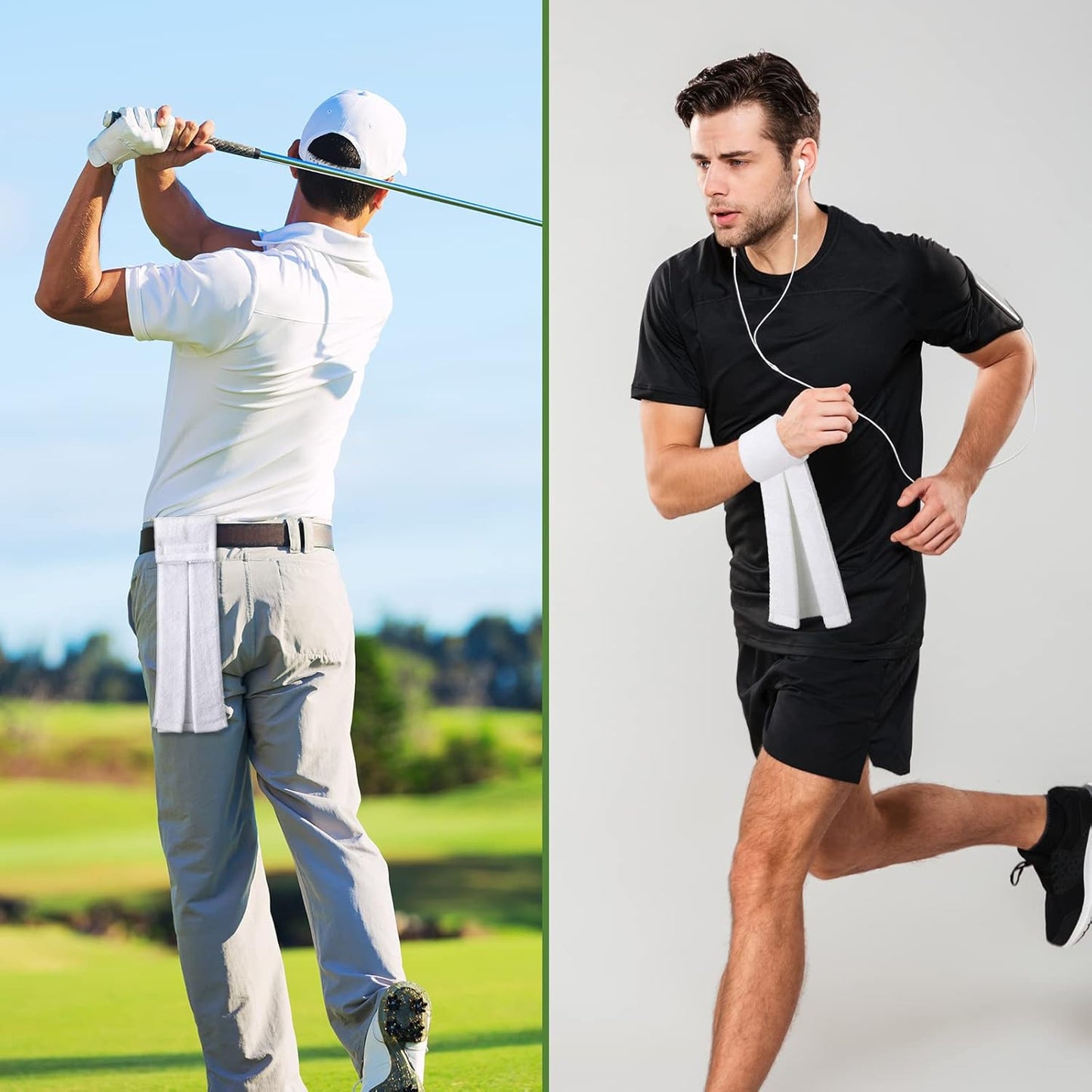 3-Piece Cotton Football Field Towel Set with Hook and Loop Fastener - Ideal for Football, Golf, Gym - White Color