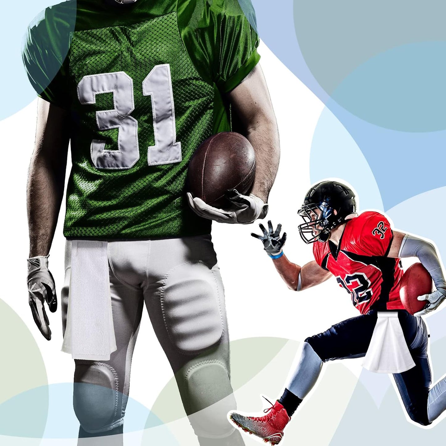 3-Piece Cotton Football Field Towel Set with Hook and Loop Fastener - Ideal for Football, Golf, Gym - White Color