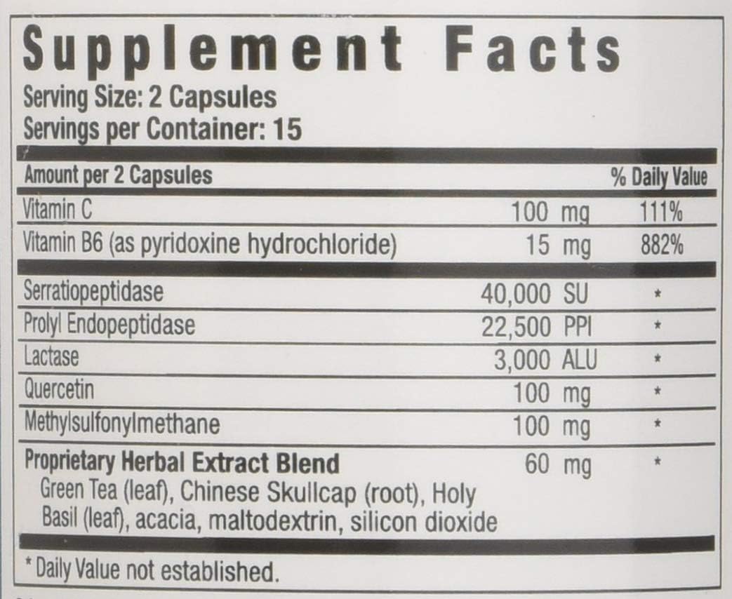 30 Capsules for Food Intolerance Relief - Digestive Health Supplement