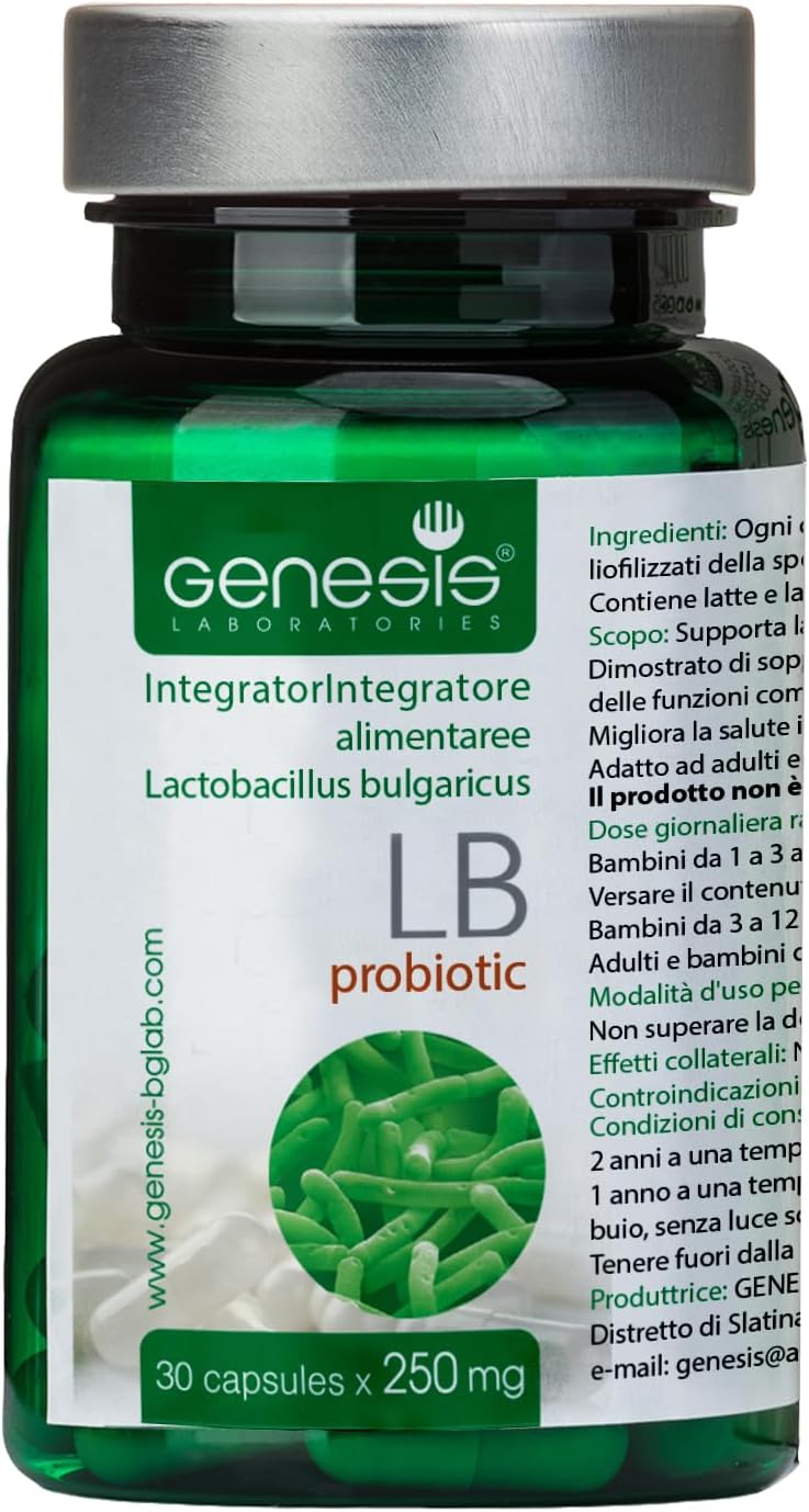 30 Capsules Genesis LABORATORIES Probiotic Supplement with Lactobacillus Bulgaricus for Digestive & Immune Support