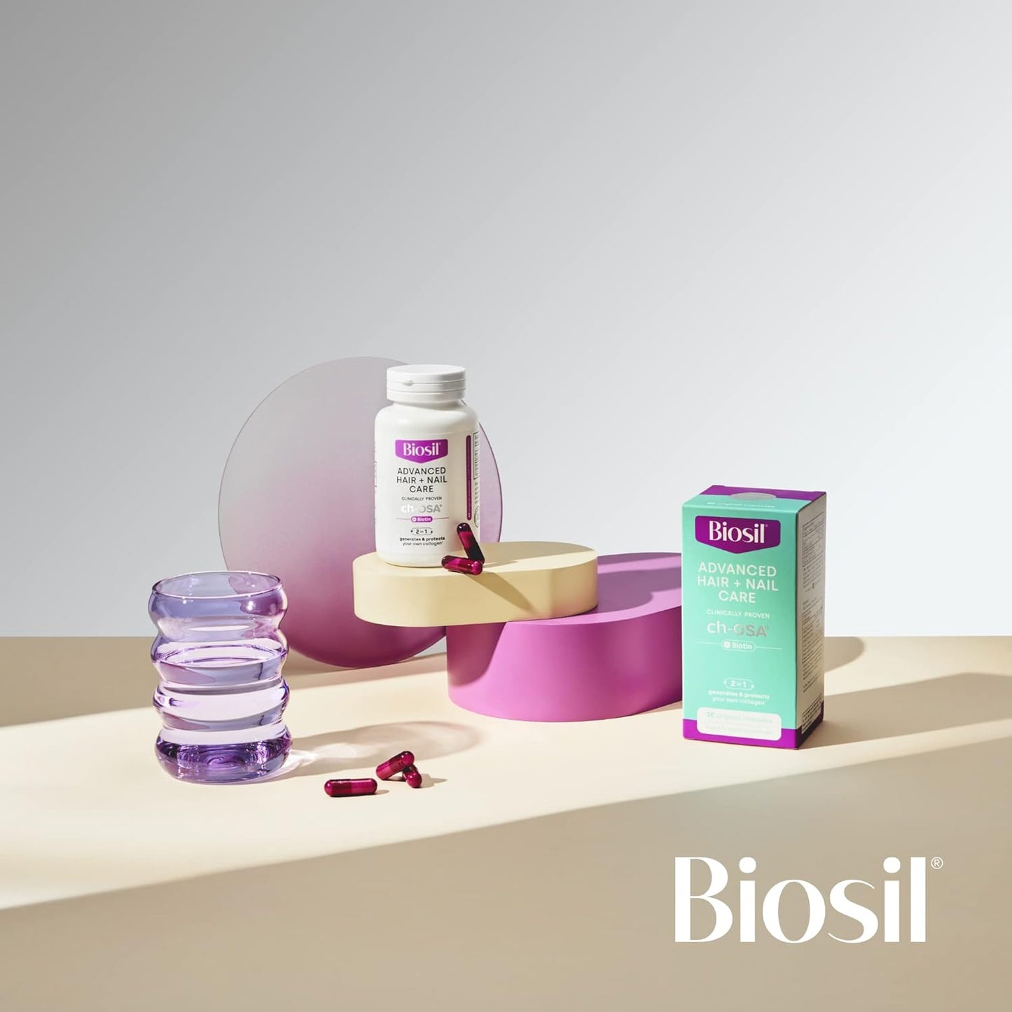 30 Capsules of Biosil Advanced Hair and Nail Care with ch-OSA and Biotin for Hair and Nail Growth, Strength, and Thickness - 15-Day Supply