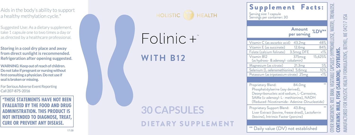 30 Capsules of Holistic Health Folinic Supplement for Overall Wellbeing