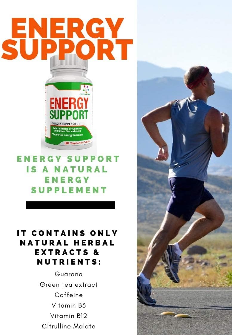 30 Capsules of Spectra Vitamins Natural Energy Support with Guarana, Vitamin B12, Green Tea Extracts, and Citrulline - Energy Booster Supplements
