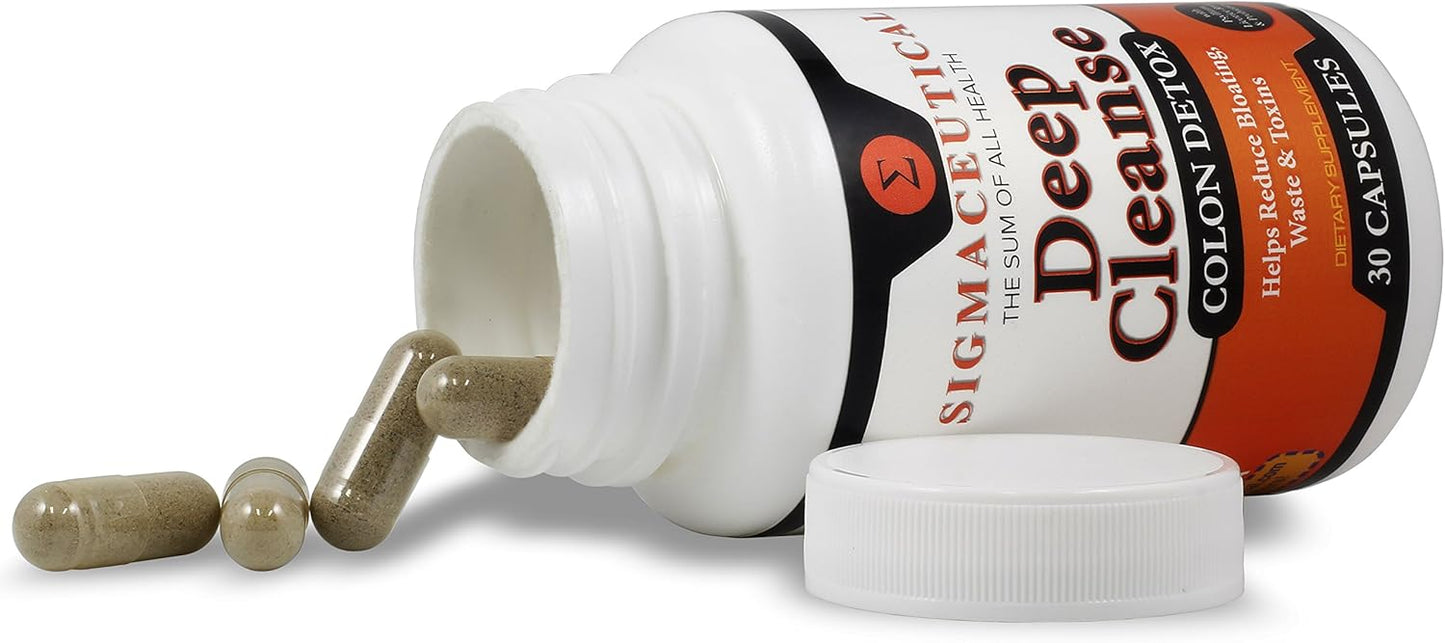 30 Capsules Sigmaceutical 1 Day Colon Detox Cleanse - Natural Bowel Cleanser & Laxative for Digestive Health - Gentle Colon Detox Formula