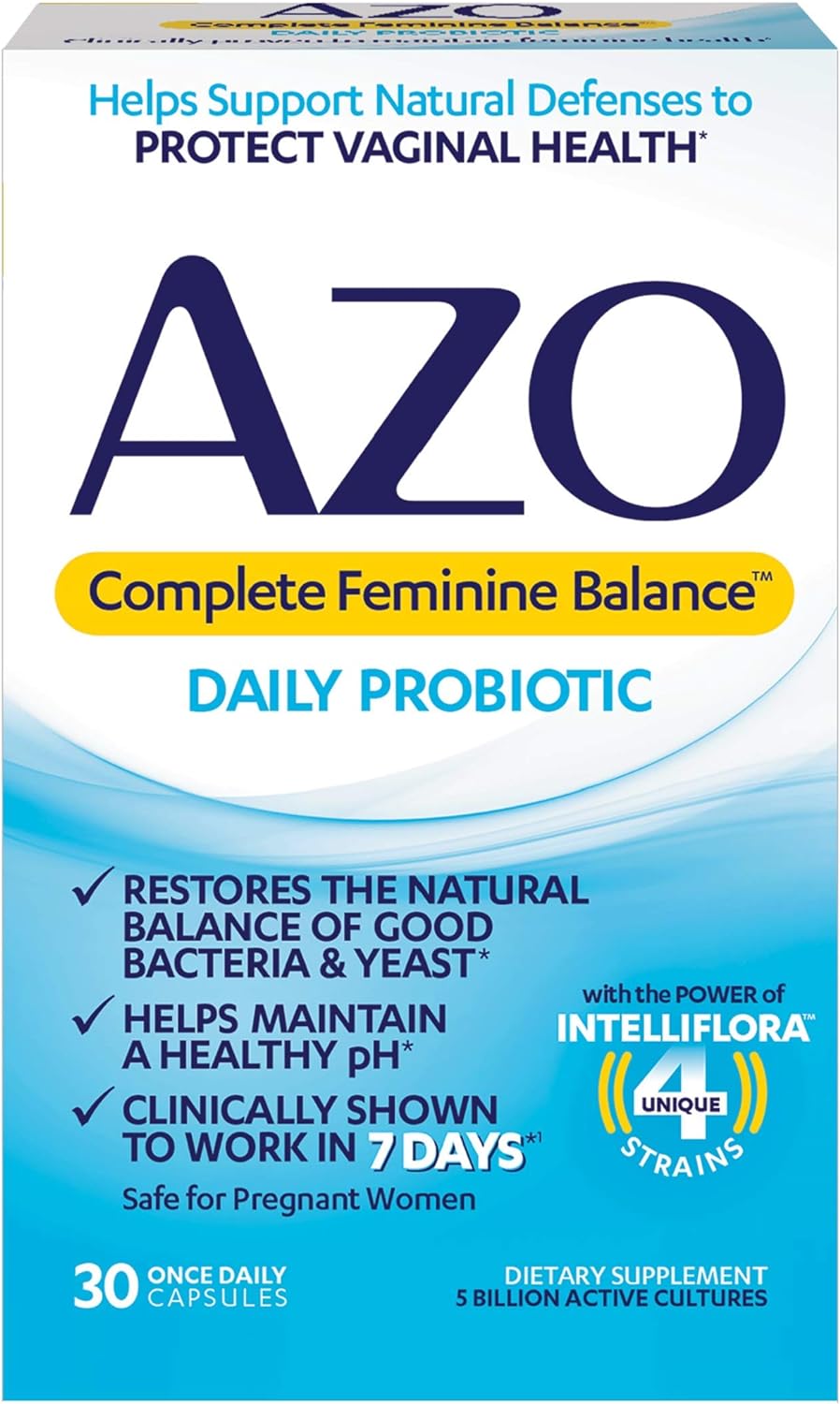 30 Count AZO Complete Feminine Balance Probiotics + 50 Count Cranberry UTI Health Supplement for Women