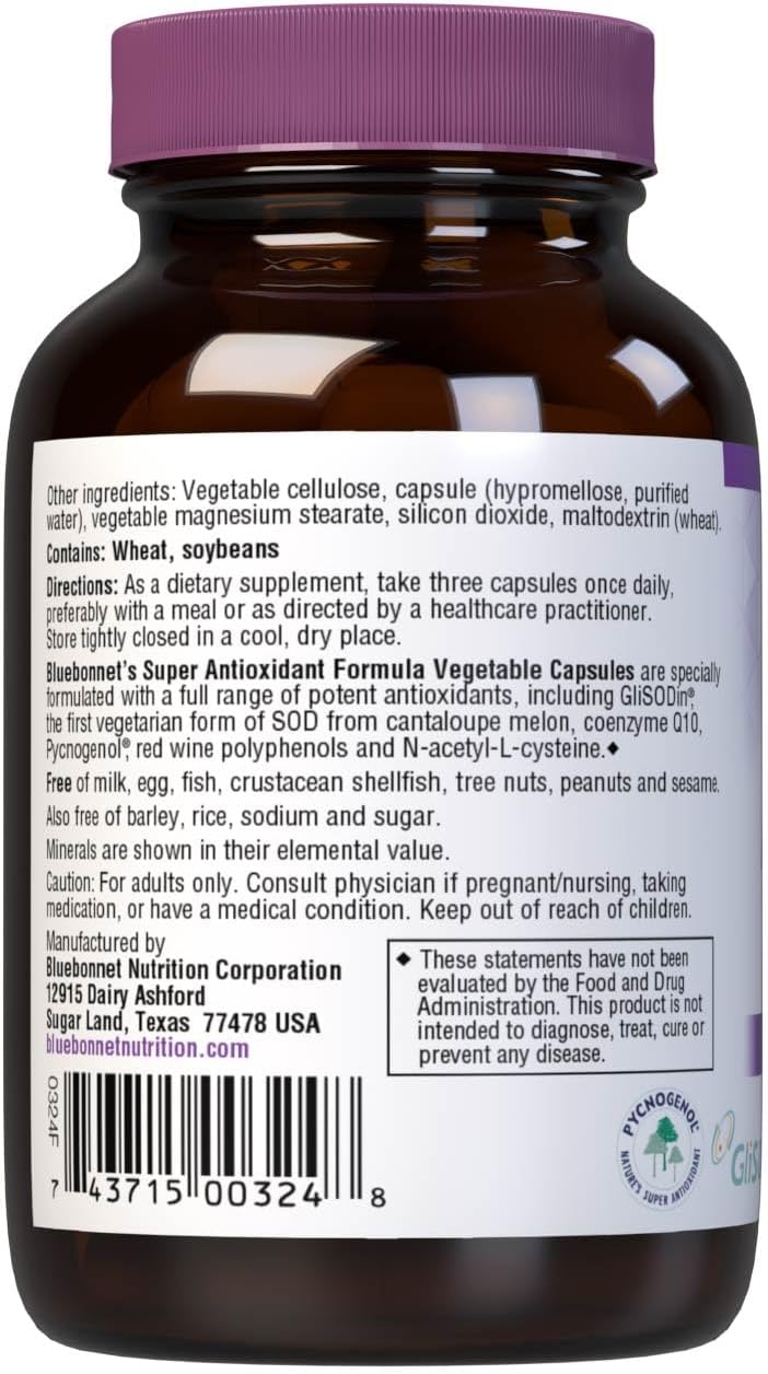30 Count BlueBonnet Super Antioxidant Formula Vegetarian Capsules for Enhanced Health and Wellness