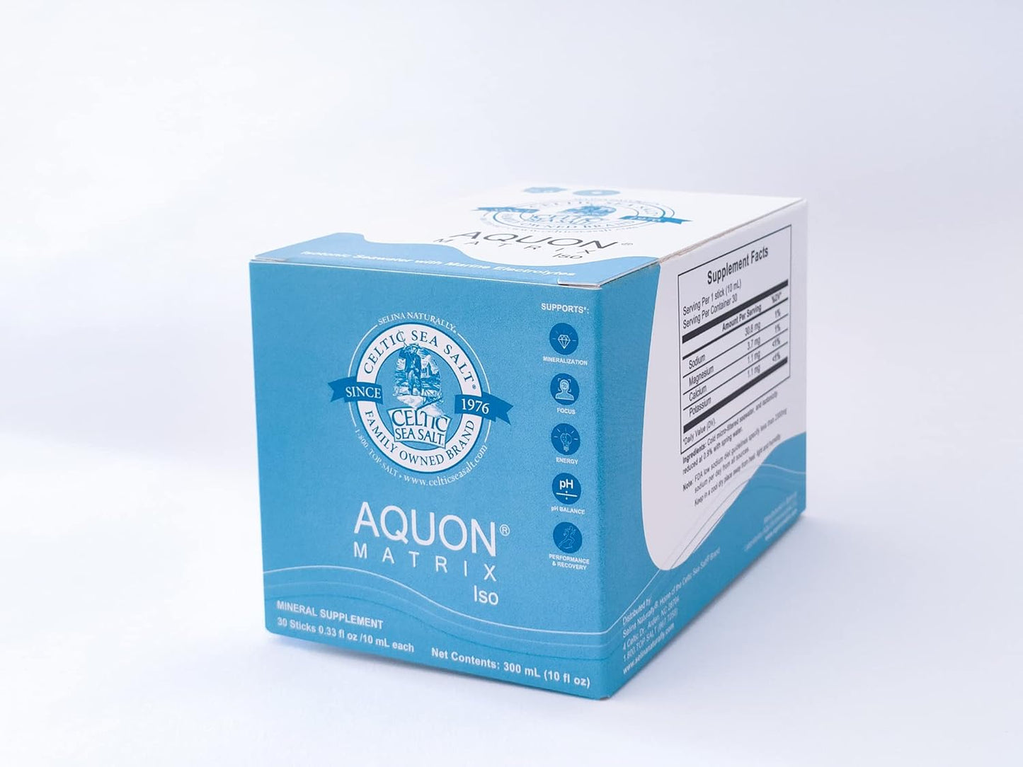 30 Count Celtic Sea Salt Aquon Vital Mineral Seawater Sticks - Enhances Natural Hydration for Peak Body Performance
