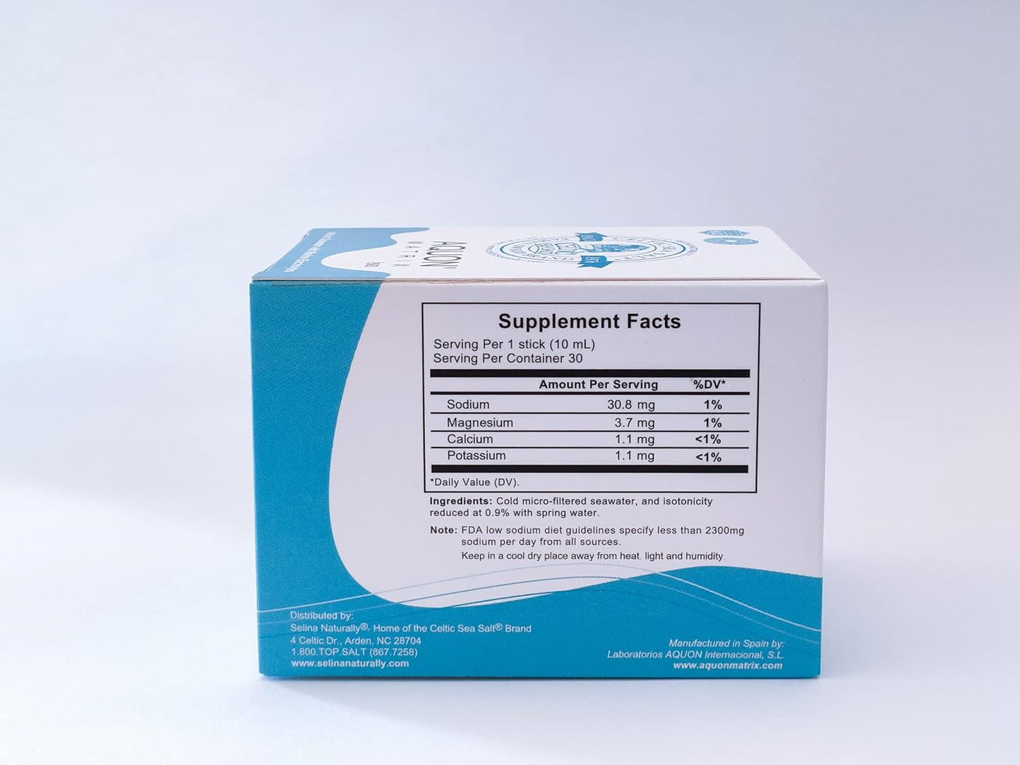 30 Count Celtic Sea Salt Aquon Vital Mineral Seawater Sticks - Enhances Natural Hydration for Peak Body Performance