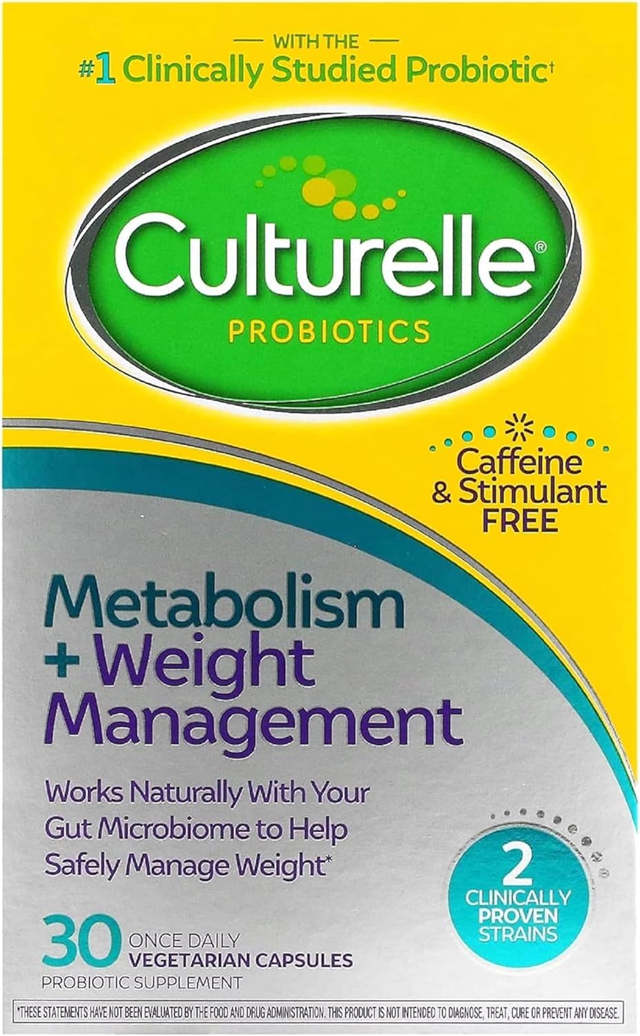 30 Count Culturelle Probiotic Capsules for Weight Management & Healthy Metabolism - Supports Fat, Carb, & Protein Metabolism - Caffeine-Free Formula for Adults 18+